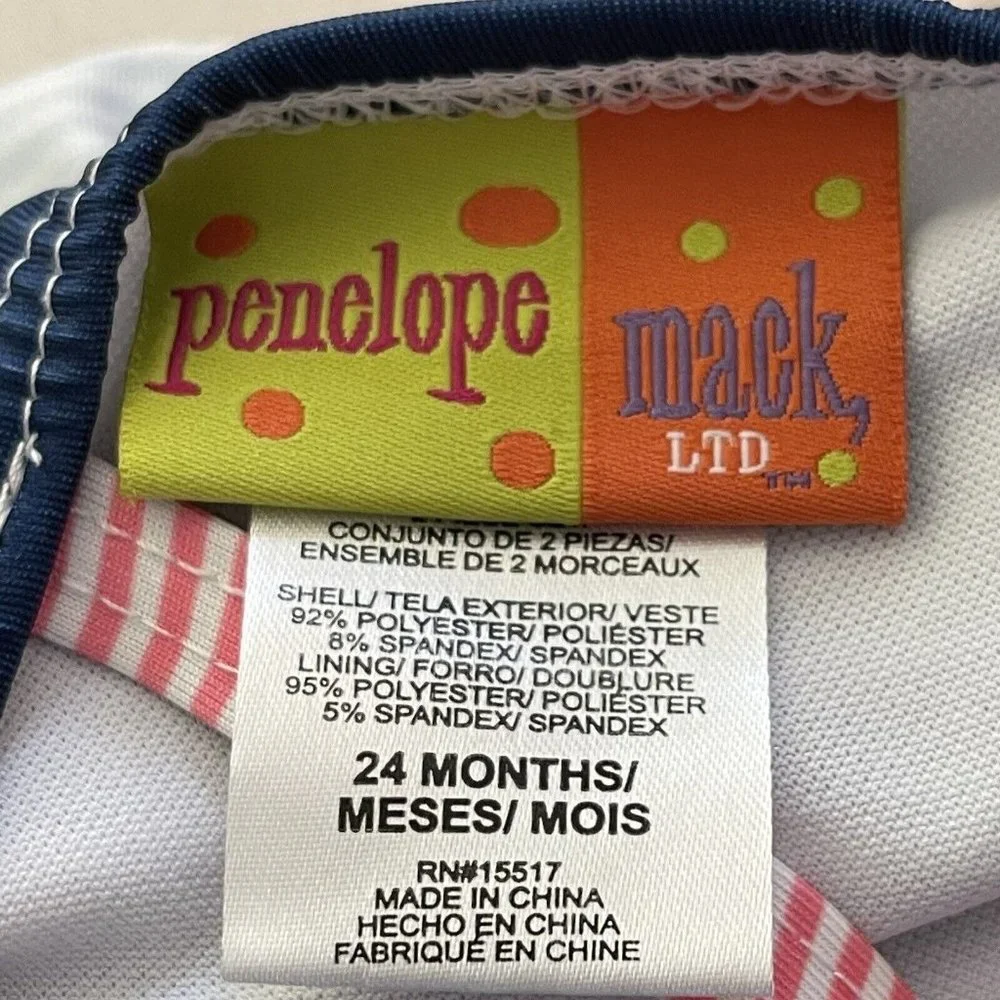 Penelope Mack Bikini Girls Size 24 Months Baby Toddler‎ Striped Bow Blue Pink